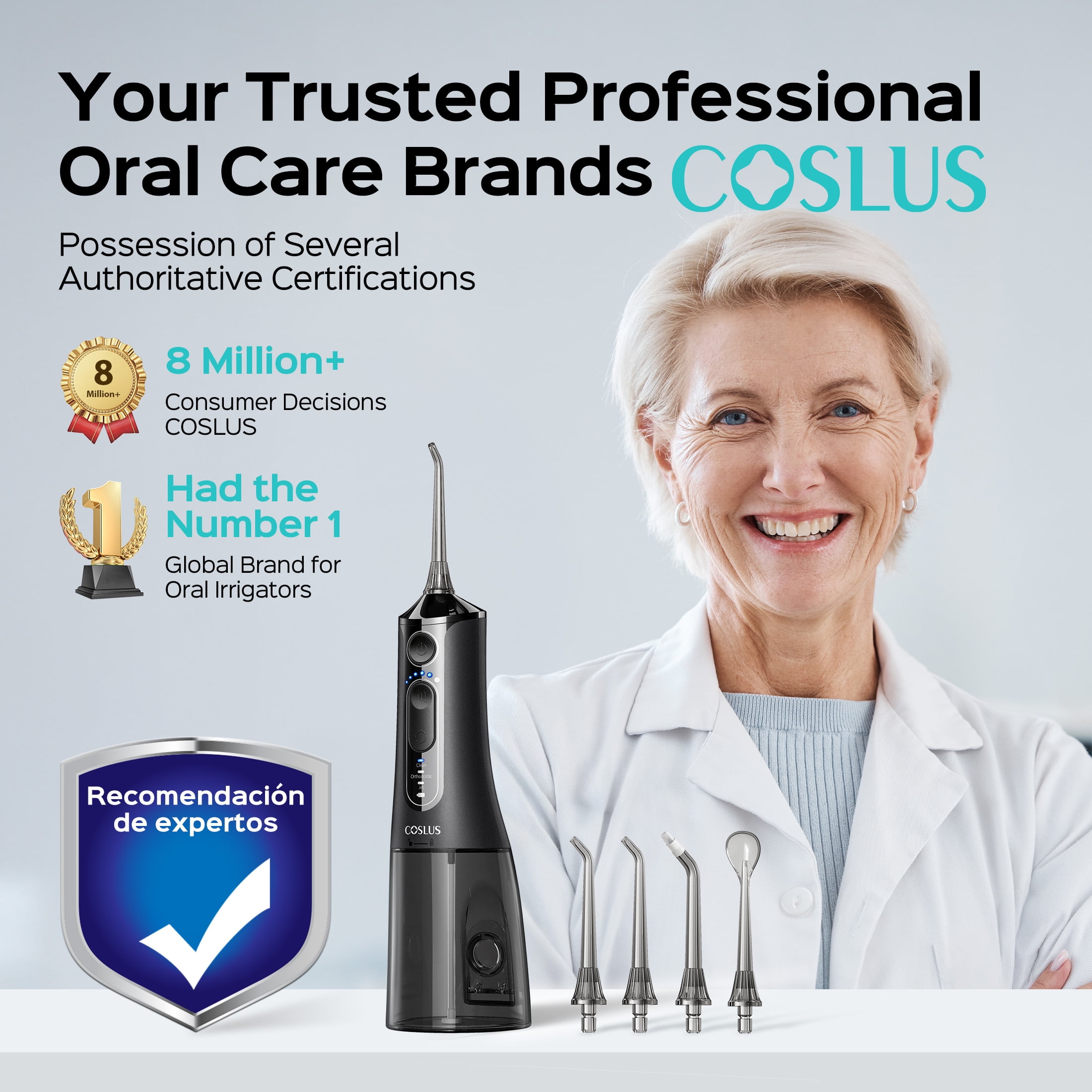 COSLUS CX51 Portable Water Flosser for Teeth,3 Modes 6 Intensity Professional Electric Water Dental Pick for Sensitive Gums, Braces for Travel Home Black