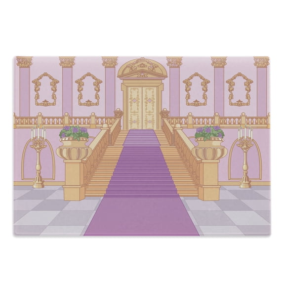Castle Cutting Board, Cartoon Interior of Fantasy Palace Print, Decorative Tempered Glass Cutting and Serving Board, in 3 Sizes, by Ambesonne