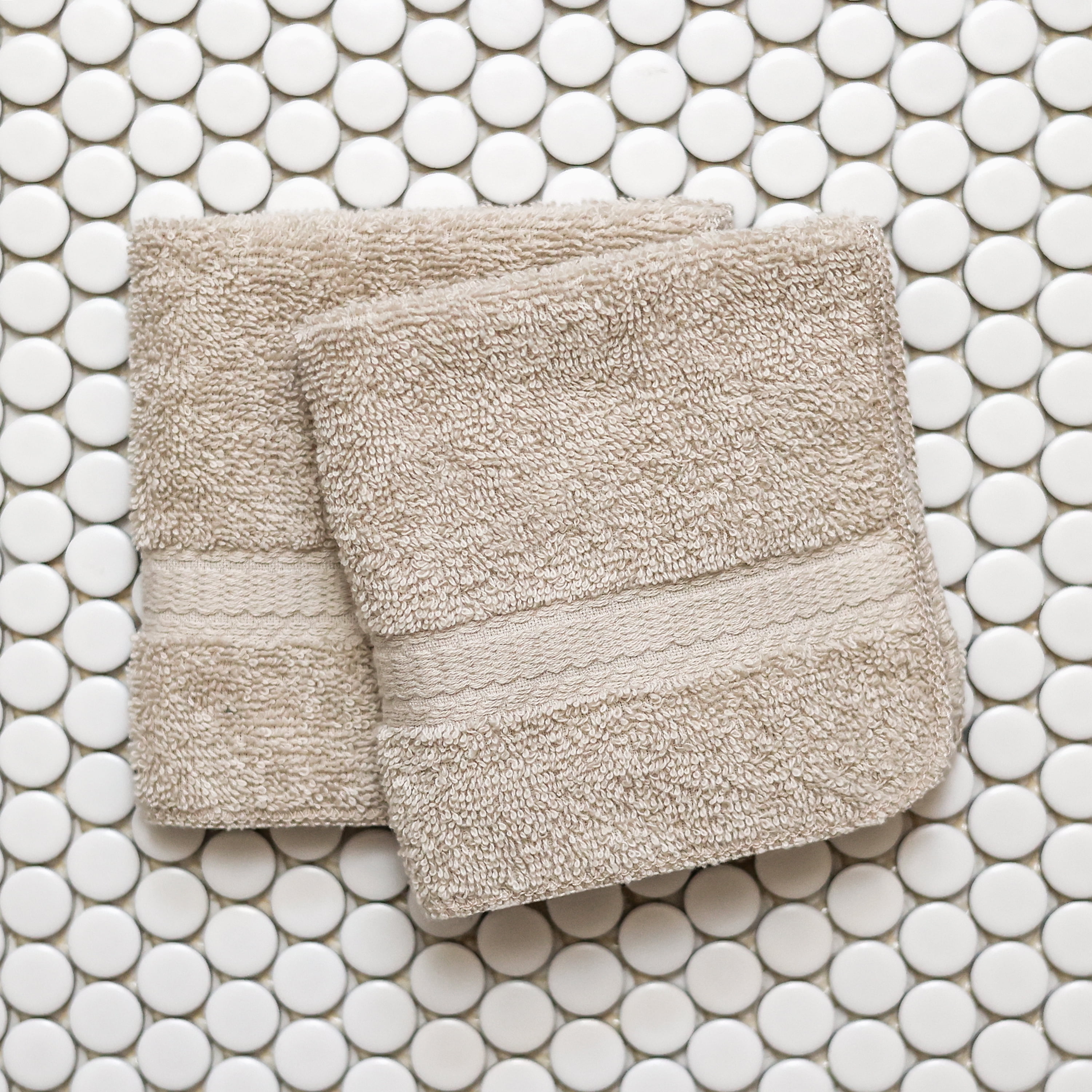 Mainstays 8pk Washcloth Set, 12"x12", 100% Cotton