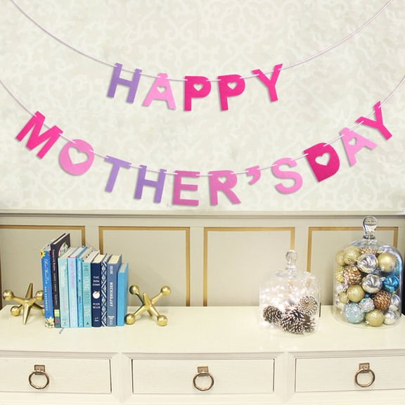 Uonlytech Assorted Color Mother's Day Bunting Garland Banner for Warm and Joyful Celebration