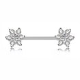 thumbnail image 4 of Piercing corporal sexy de acero quirúrgico con circonita y flor para el pezón (plata), 4 of 5