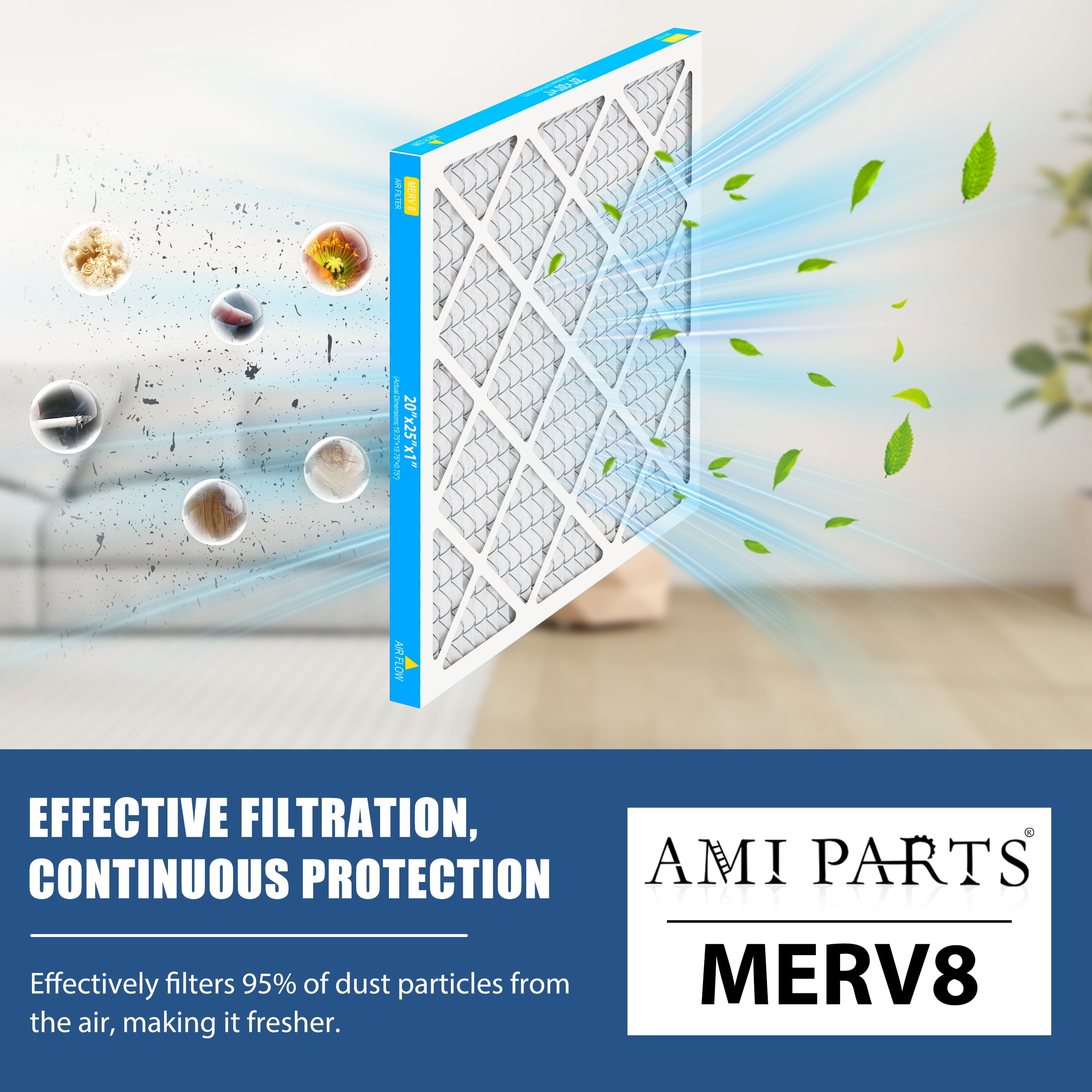 AMI PARTS Filtrete 20x25x1 AC Furnace Air Filter, MERV 8, Pleated 1-Inch Electrostatic Air Cleaning Filter, 4 Pack