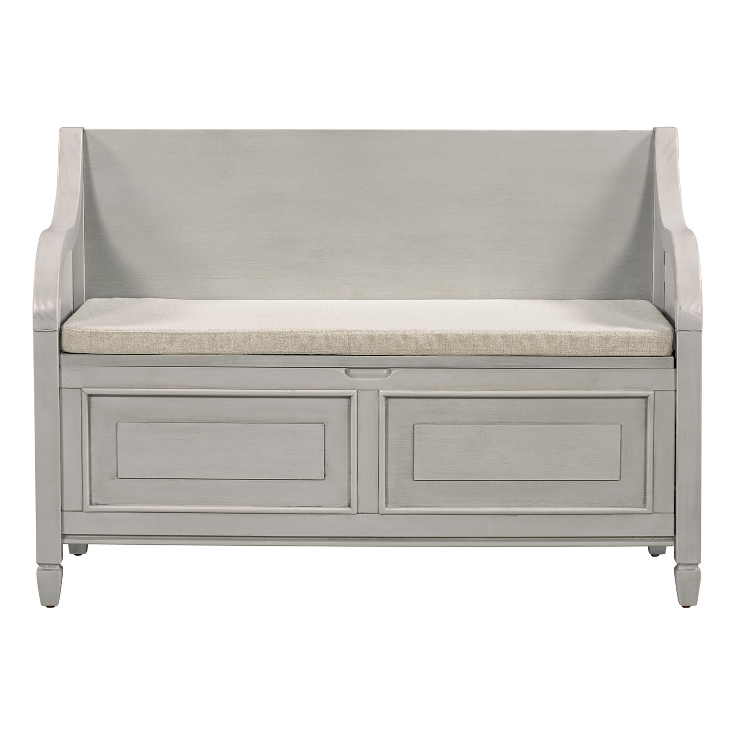 Kadyn 42" Entryway Multifunctional Storage Bench, Pine Storage Bench with Safety Hinge, Rustic Style Solid Wood Entryway Bench for Living Room, Gray Wash
