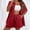 A03 Wine Linen Sets, variant on Women's Matching Sets Summer 2 Piece Outfits Button Down Short Sleeve Shirts High Waisted Lounge Shorts with Pockets Loose Fit Beach Vacation Wear Relaxed