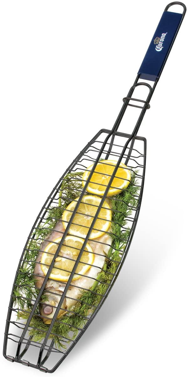 Corona Fish Grilling Basket with Locking Handle for Outdoor Tool for