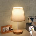 thumbnail image 2 of LED Solid Wood Desk Lamp Linen Fabric Shade USB Stable Base Warm Night Light Indoor Lighting for Bedroom Living Room Home Decoration Study Reading, 2 of 5