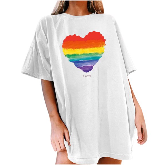 IROINNID Womens Vintage Tops Sun Rainbow Printed Pattern Comfy Casual Short Sleeve Tops Blouse