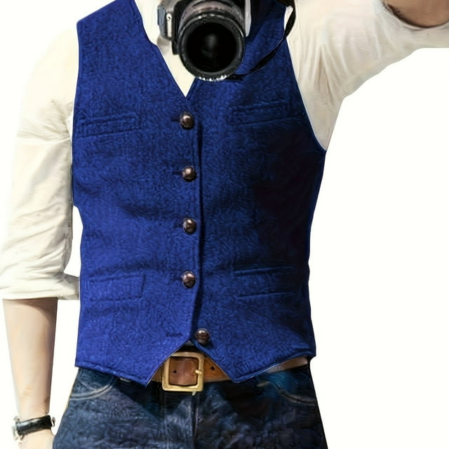 PENGX Stylish Men‘s Solid Color Formal Suit Vest - Vests for Party Wedding Prom and Special Occasions - Adjustable Waistcoat with Classic Design and Comfortable Fit