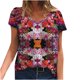 thumbnail image 2 of Camiseta Holgada de Manga Corta Fiudx para Mujer Cuello En V Estampado Informal, 2 of 3