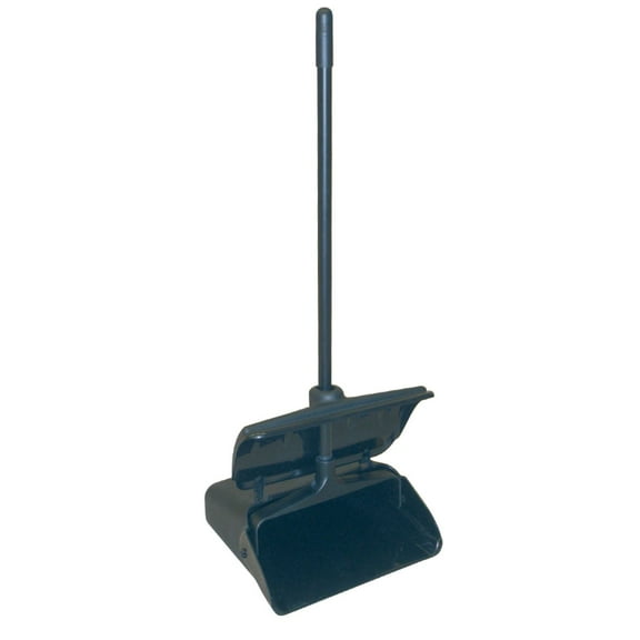 TrueCraftware- 13" Pivoting Upright Lobby Dust Pan with Windbreak Cover- Dustpan with Long Handle Compatible with Any Broom for Lobby Restaurant Office Home Dog Pooper Scooper
