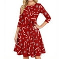 thumbnail image 2 of Women's Cocktail Dresses 3/4 Sleeve Vintage Wedding Guest Christmas Dress for Holiday Parties and Special Events,Red,L, 2 of 5