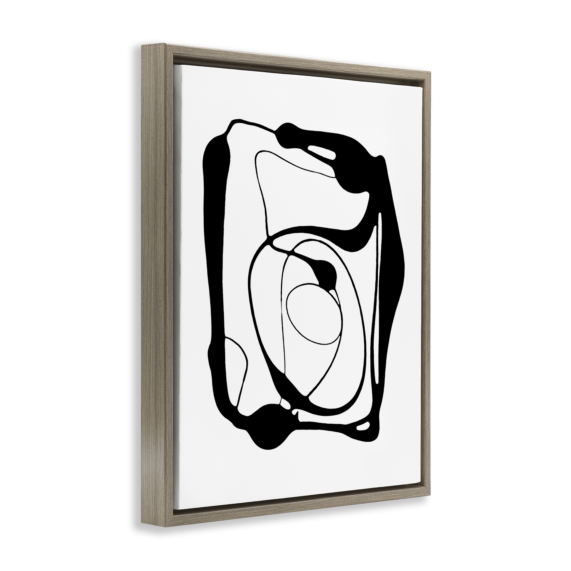 Stupell Industries Black Swirled Figure Abstract Painting Brown Floater Framed Canvas Art Print Wall Art, 17 x 21