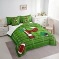 thumbnail image 4 of Homewish Cartoon Monogrammed P Bedding Comforter Set 7pcs, Green Brown Football Rugby Queen Bedding Sets, Teens Kids Boys Girls Reversible Queen Sheet Sets, Microfiber Bedroom Decor, 4 of 8