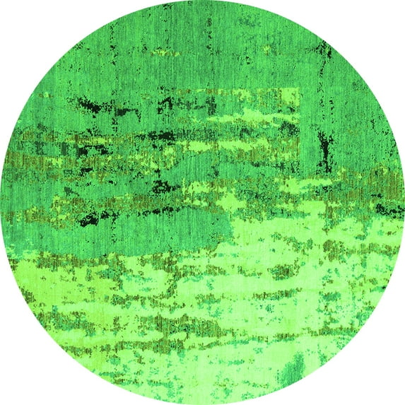 Ahgly Company Indoor Round Abstract Green Modern Area Rugs, 5' Round