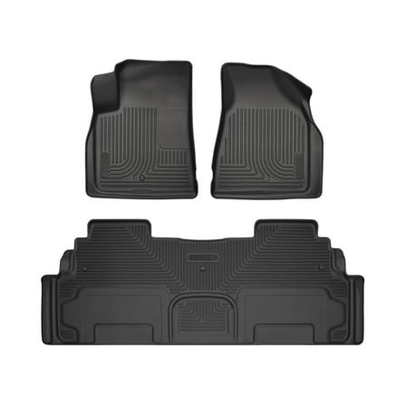 Husky Liners 93451 Weatherbeater Floor Mats Fit 2007-2017 Enclave/Traverse/Acadia/Outlook w/ 2nd Row Bucket Seats Front/2nd Row Liners 3pc Black