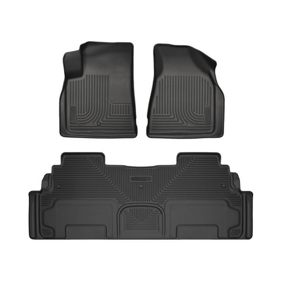 Husky Liners 93451 Weatherbeater Floor Mats Fit 2007-2017 Enclave/Traverse/Acadia/Outlook w/ 2nd Row Bucket Seats Front/2nd Row Liners 3pc Black