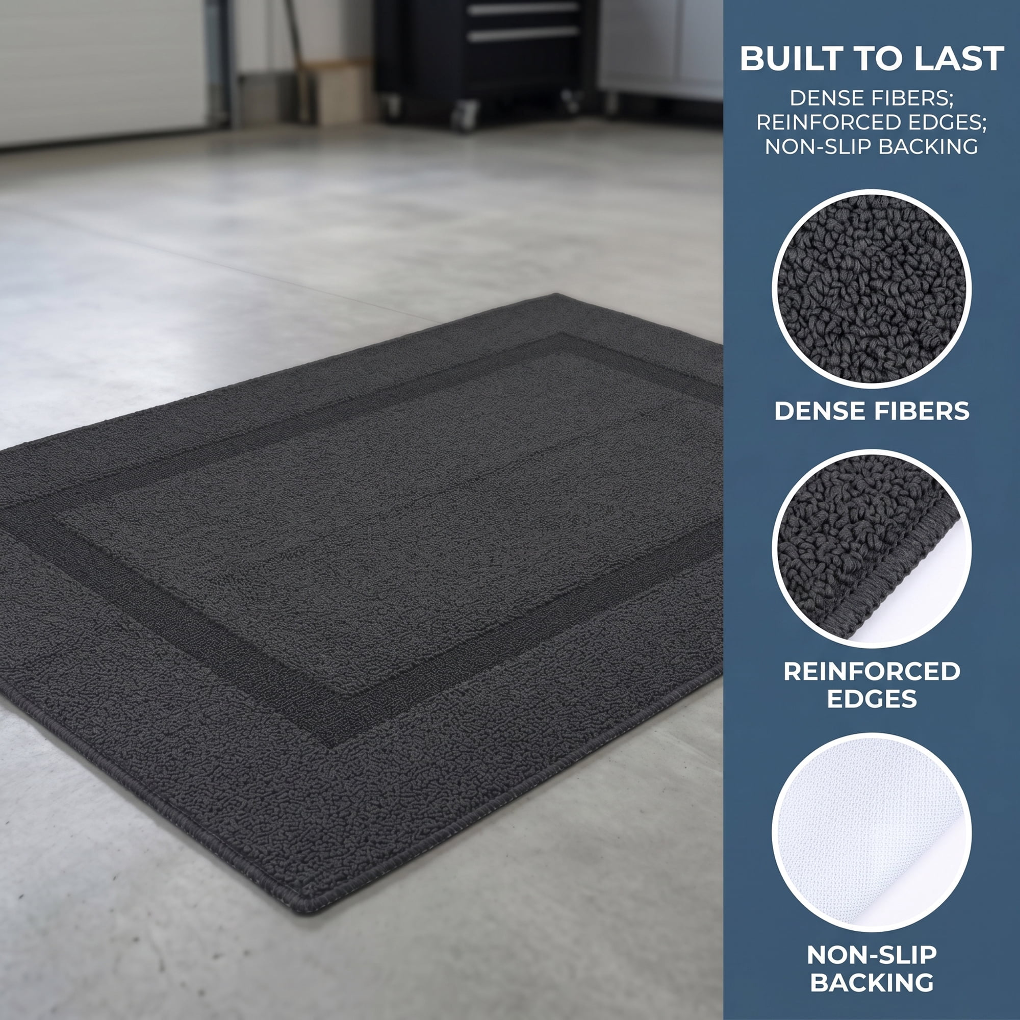 Unique Bargains Geometric Non Slip Waterproof Rug Scraper Welcome Mat Black 32" x 20"
