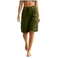 thumbnail image 2 of YTCAMLO Cotton Linen Bermuda Shorts for Women Casual Loose Fit Ruched Summer Beach Shorts with Pockets Drawstring Cargo Shorts, 2 of 7