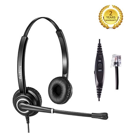 Grandstream Headset With Noise-Canceling Mic & Volume Control - RJ9 Connector, Black