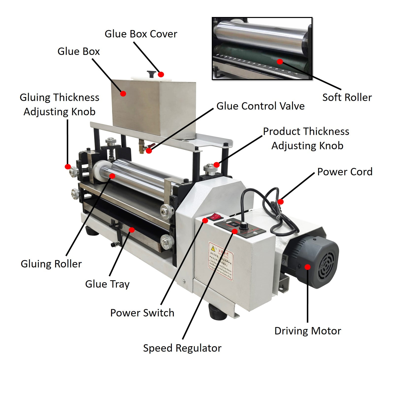 15.35IN White Glue Laminating Coating Machine Soft Roller Double-Sided Automatic 110V