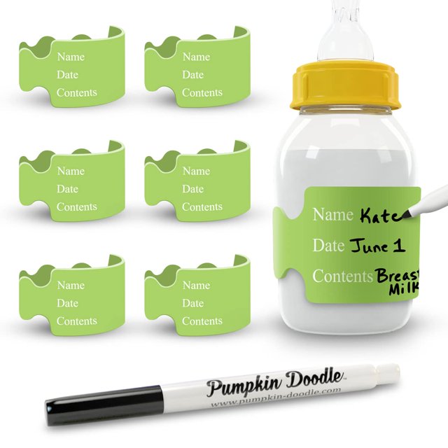 Etiquetas reutilizables para biberones Pumpkin Doodle, diseño de calabaza, para escribir y borrar, paquete de 6