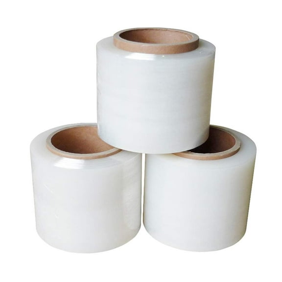 12 Rolls of Bundling Stretch Film 5" x 1000' with One Handle. 80 Gauge. Narrow Width Cast Stretch Wrap. Clear Residue Free Film for Moving, Shipping, Wrapping. Industrial Grade Cast Film.