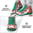 thumbnail image 4 of Zapatos navideños de Papá Noel con punta redonda, cordones y cremallera lateral, botines cortos con estampado navideño, accesorio de disfraz de Papá Noel para mujeres y hombres, verde, 7-AM, 4 of 5