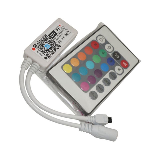Maytalsory Maison DC5V 12V 24V WiFi Sans Fil WiFi Contrôleur Contrôleur RGB / Rgbw IR RF LED Contrôleur 24Key IR RGB WiFi