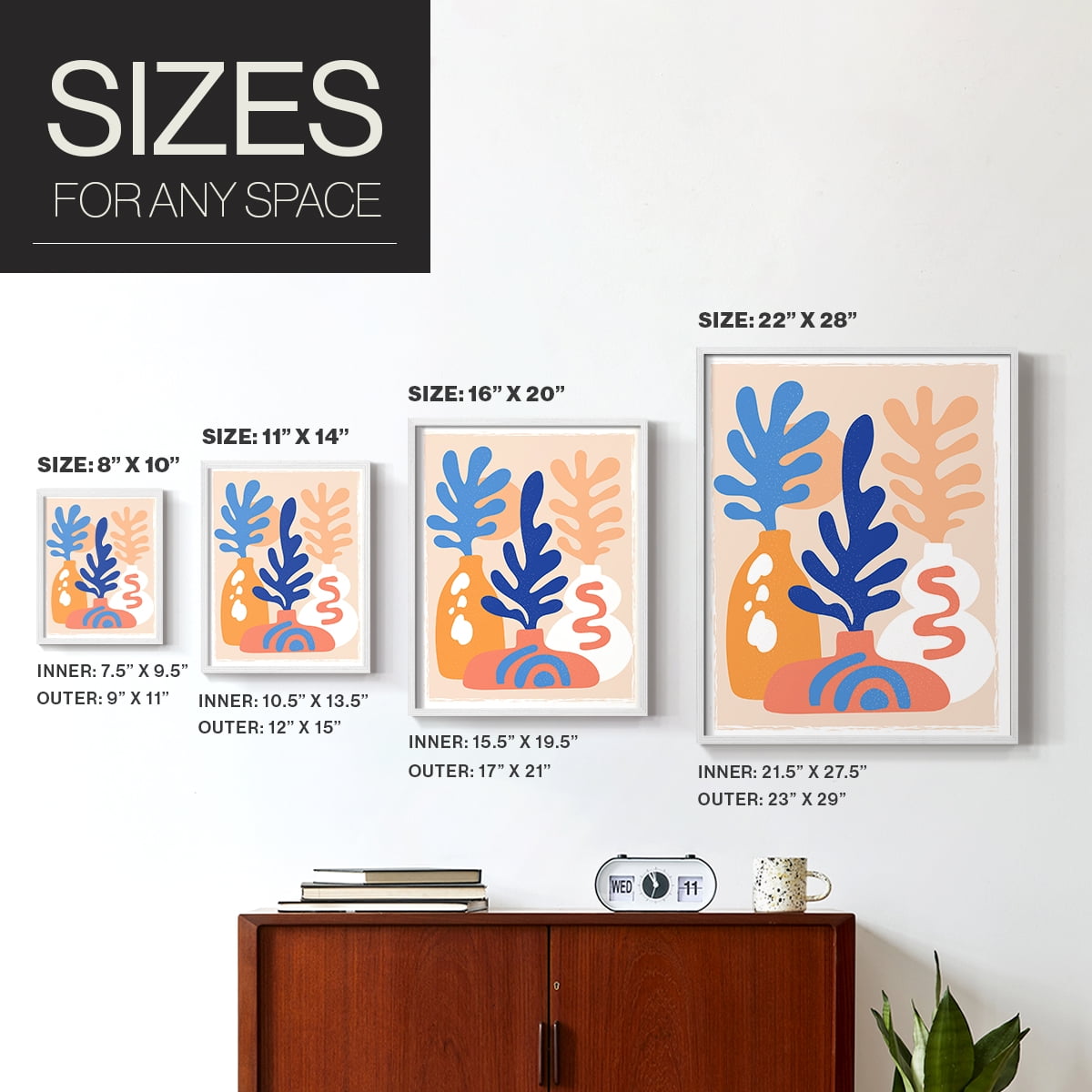 Matisse CCCLXI in White Solid Wood 22 x 28 Framed Print