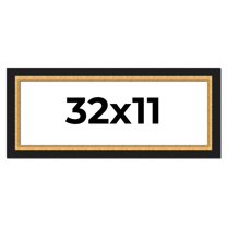 32x11 Frame Gold Real Wood Picture Frame Width 2.25 Inches | Interior Frame Depth 0.5 Inches |