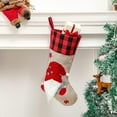 thumbnail image 3 of Christmas Stockings, 18 Inches Burlap Buffalo Plaid Stockings with Sweden Gnomes Family Christmas Stocking for Xmas Home Decor, Christmas Decorations, 3 of 6