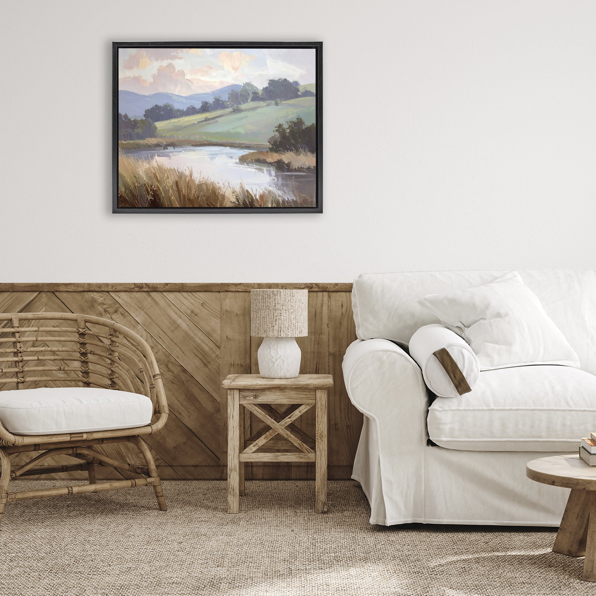 Stupell Industries Subtle Distant Mountains Black Framed Floater Canvas Wall Art, design by Alonza Saunders