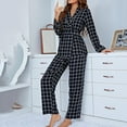 thumbnail image 5 of Pajamas Sets for Women Plaid Long Sleeve Sleepwear Casual Comfy Lounge Pjs Sets Tops and Pants Outfits Pajamas Sets, 5 of 6