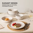 thumbnail image 4 of KINGSTONE 16-Piece Stoneware Plates and Bowls Sets for 4, Dinnerware Set for New Apartment Essentials, Microwave & Dishwasher Safe, Speckled White, 4 of 10