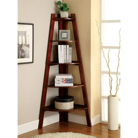 - Kingfisher Lane 5 Shelf Corner Bookcase in Cherry