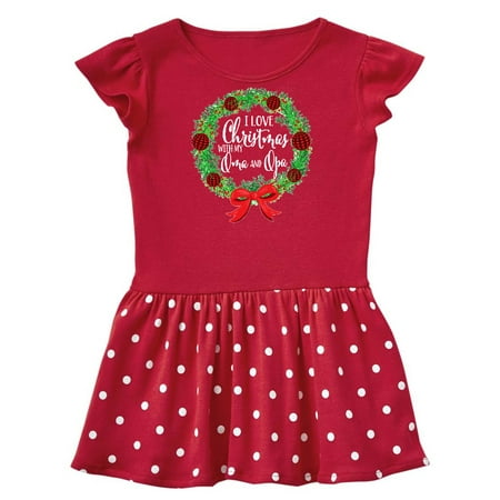 

Inktastic I Love Christmas with My Oma and Opa Wreath Gift Baby Girl Dress
