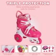 thumbnail image 2 of Eurhowing Kids Roller Skates with Light-Up Wheels, 4-Size Adjustable Skates with Three-Point Balance System & Protective Gear, Outdoor Skates for Boys & Girls, Pink, 2 of 7