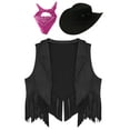thumbnail image 3 of Jhaoyu Girls Western Cowgirl Outfit Kids Open Front Cowboy Vest Jacket with Hat Bandana Fancy Outfit Black 10, 3 of 5