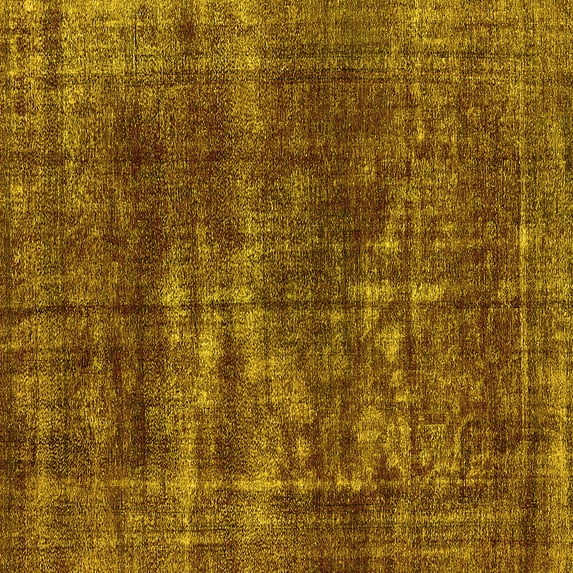 Ahgly Company Indoor Square Oriental Yellow Industrial Area Rugs, 7' Square