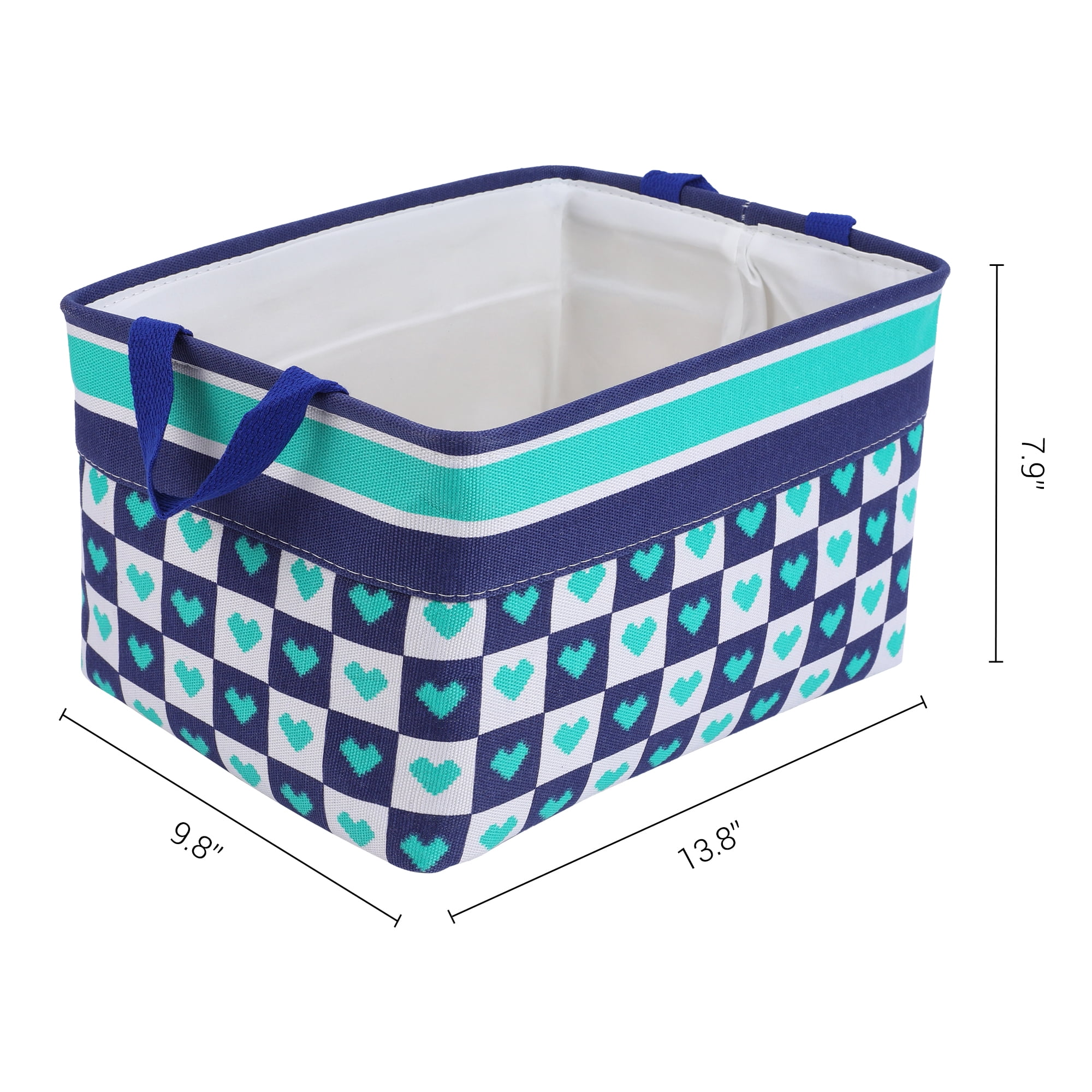 Unique Bargains Fabric Storage Bin with Handles Green 13.8*9.8*7.9in