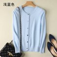 thumbnail image 1 of Cárdigan de Cachemira de visón puro para mujer, abrigo suelto de cuello redondo, Chaqueta de punto sólido, talla grande, 1 of 5