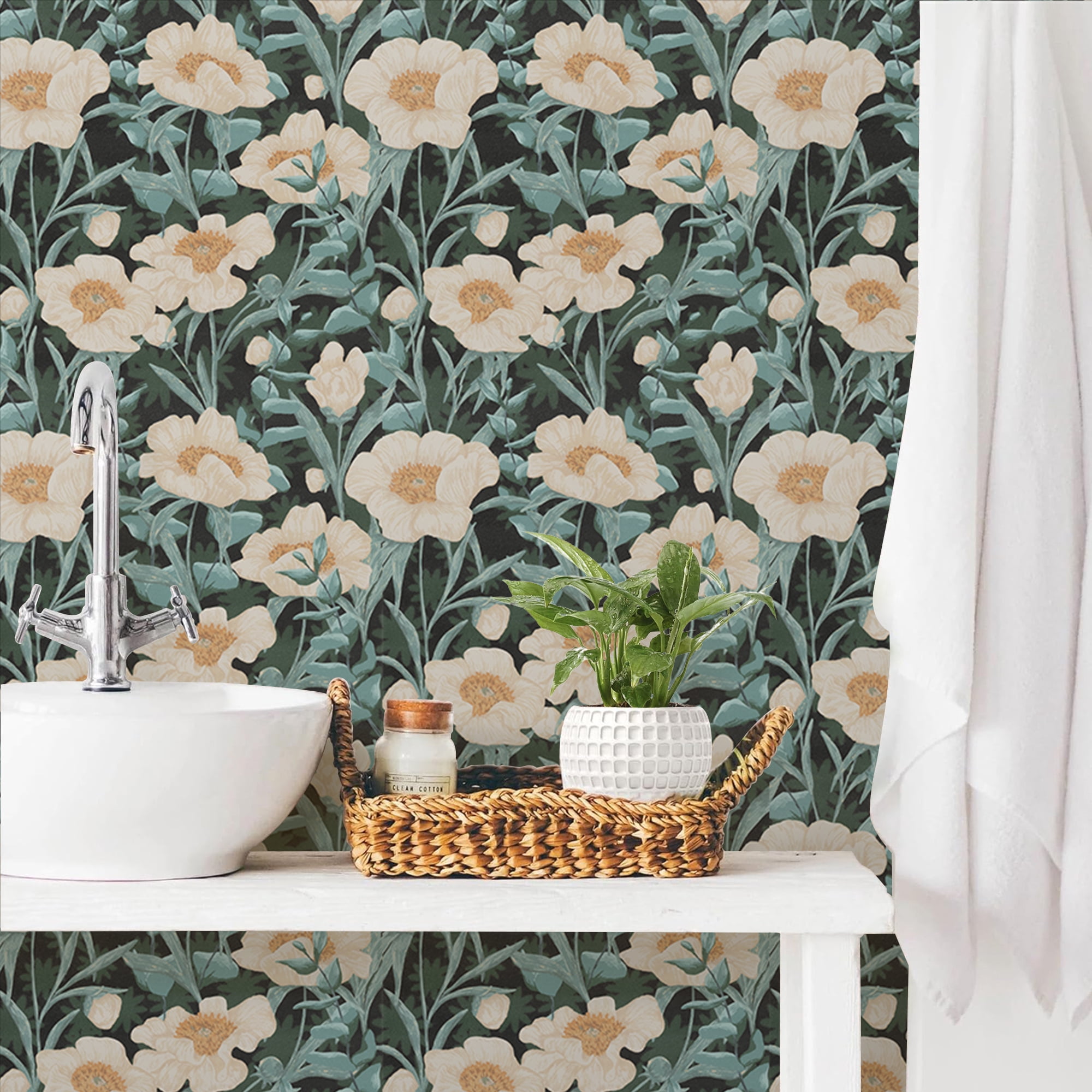 Abyssaly Floral Peel and Stick Wallpaper 17.5-in x 118-in Self-Adhesive Removable Wallpaper