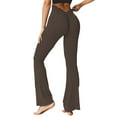 thumbnail image 2 of Women's Yoga Pants V Back Scrunch Butt Flare Leggings For Women Waist Cut Shaped Ruched Bell Bottom Wide Leg Yoga Pants,Brown Women's Yoga Pants XXL, 2 of 9