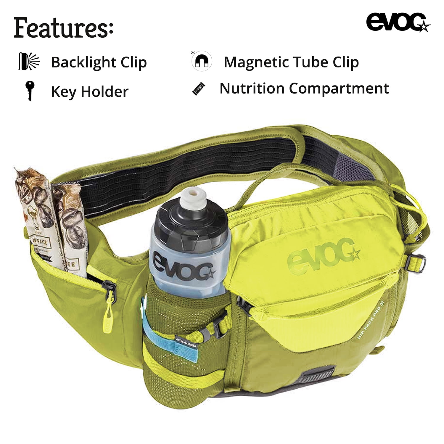 EVOC Hip Pack  Hydration Pack 3L & 1.5L Bladder 2019 Sulphur/Moss Green 