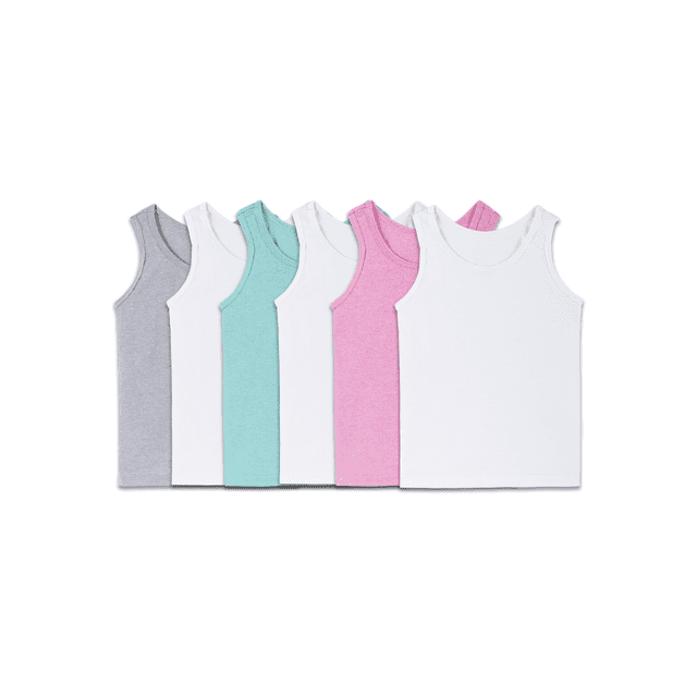 Fruit Of The Loom Débardeurs Assortis Eversoft pour Filles Tout-Petits Lot de 6, 2T/3T, Assortis