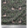 thumbnail image 1 of Soimoi Gray Cotton Poplin Fabric Swan & Moroccan Damask Printed Craft Fabric by the Yard 42 Inch Wide, 1 of 3