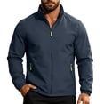 thumbnail image 4 of SGFCWSX Men's Windbreaker Water Resistant Windproof Stand Collar Full Zip Zipper Pockets Casual Athletic Jacket Navy Size 2XL, 4 of 9