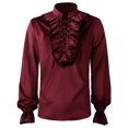 thumbnail image 2 of XDZJLR Men's Shirts Fashion Style Gentleman Gothic Ruffled Long Sleeves Flock Shirts for Men, 2 of 7