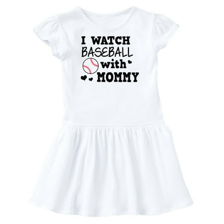 

Inktastic I Watch Baseball with My Mommy Gift Toddler Girl Dress