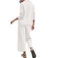 thumbnail image 5 of Women Long Sleeved 2 Piece Outfits Sweatsuit V-neck Casual Knit Tops & Pants, 5 of 6